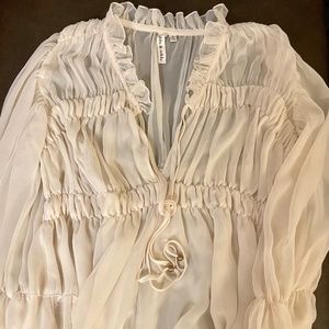 Sheer Cream Blouse- Robbi and Nikki- Small